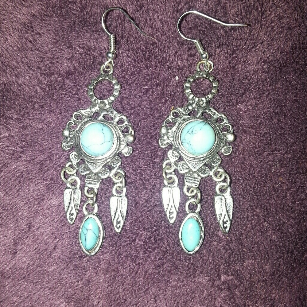 Turquoise dream catcher earrings